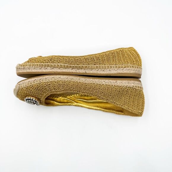 Gucci Lilibeth GG Pearl Crochet Espadrille Flats Metallic Gold EU 40 US 10 - Picture 6 of 10